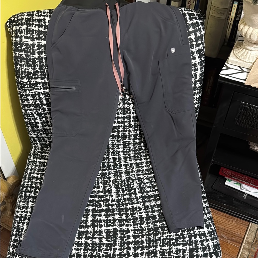 Figs Black Jogger Sweatpants with Tapered Leg and Drawstring